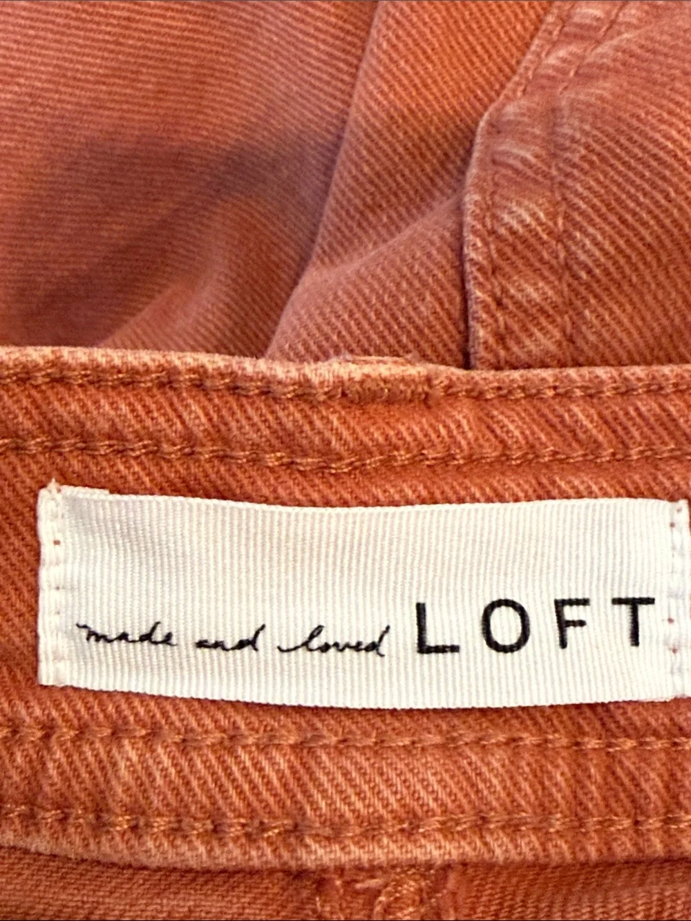 LOFT Rust Orange Welt Pocket High Rise Stretch Denim Jean Shorts Size 30/10